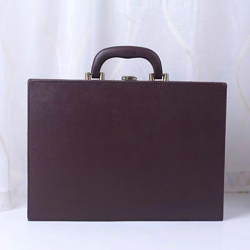 2024 New Cover Style Briefcase Men's Handheld Shoulder Business Leisure Insurance Contract Document Storage Box 34X24X8.5CM