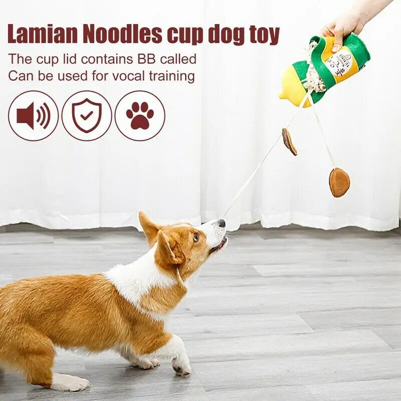 Mainan anjing mie Ramen, cangkir mie Ramen ringan mainan anjing bersembunyi dan Seek mainan anak anjing interaktif dan dicuci kulit makanan mewah dan