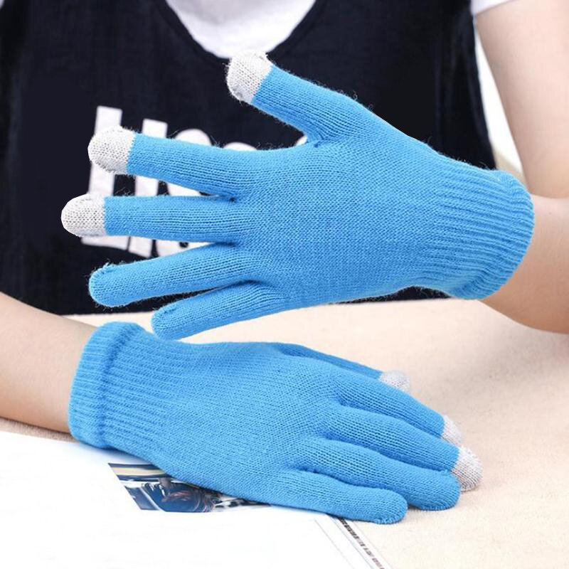 1 paio di guanti Touch Screen donna uomo inverno morbido Smartphone Touch guanti lavoro a maglia tenere in caldo tinta unita fornitura domestica