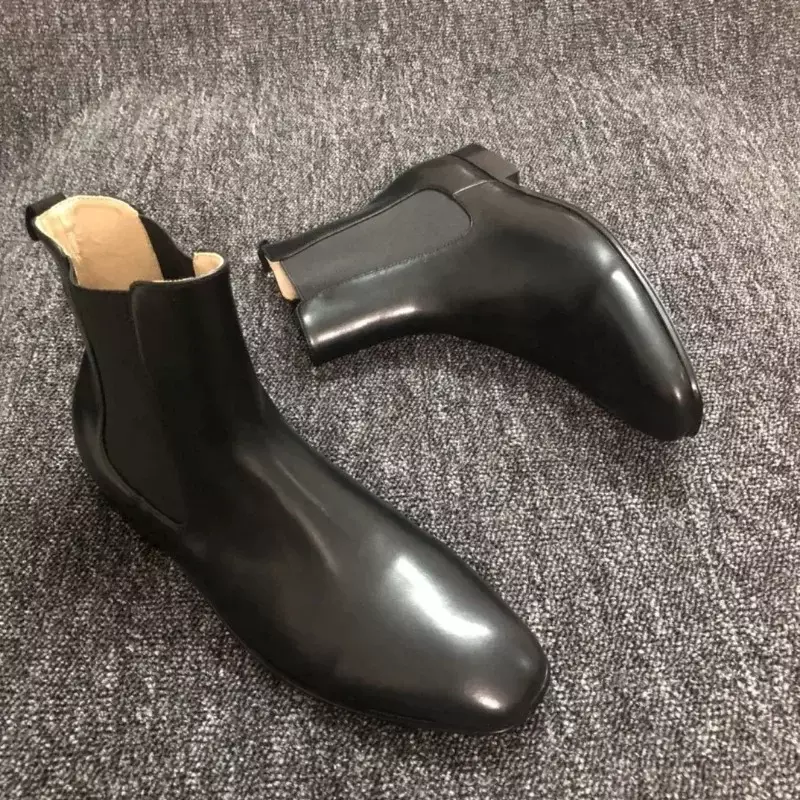 Sepatu bot bawah merah mewah baru 2023 sepatu bot pergelangan kaki persegi jari bulat seksi pita elastis hitam sepatu sol merah hak tinggi