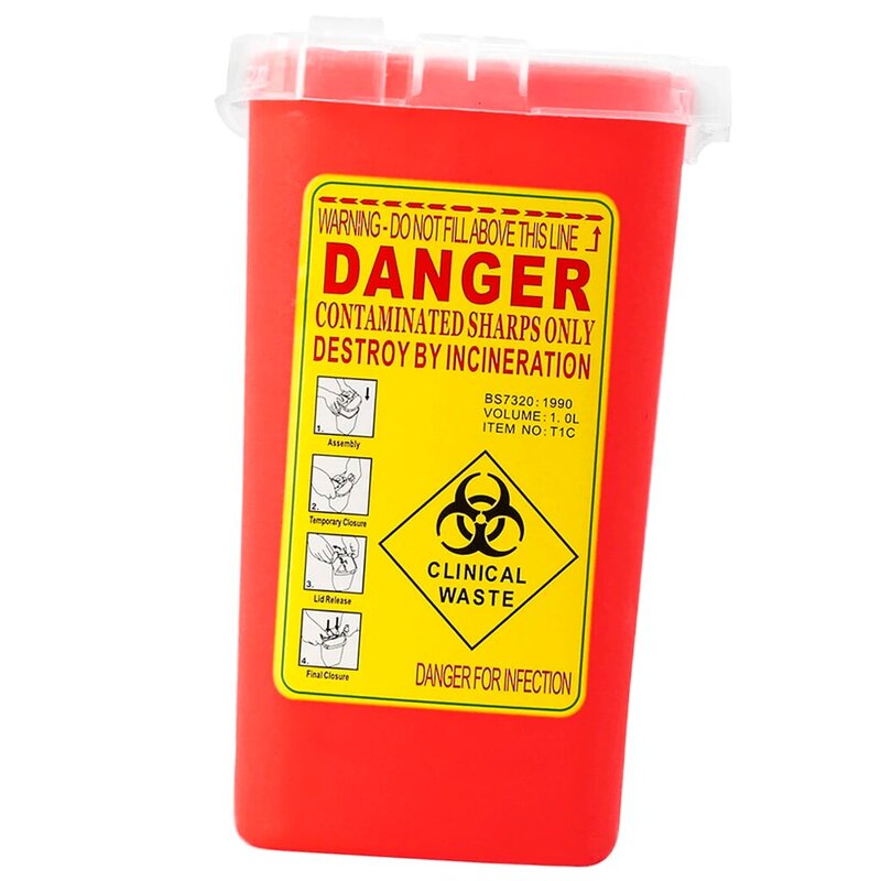 1L Sharps Container Bin Needle Disposal Hypodermic Waste Collect Box