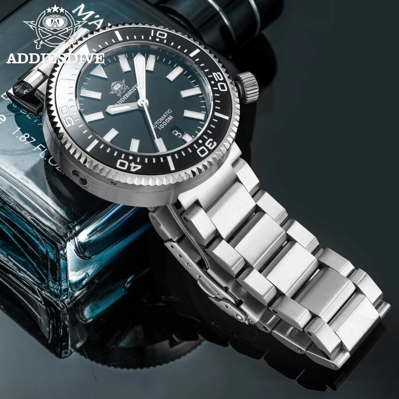 Часы ADDIESDIVE Мужские механические из нержавеющей стали с автоматическим сапфиром, 1000 м, BGW9, светящиеся наручные часы для дайвинга