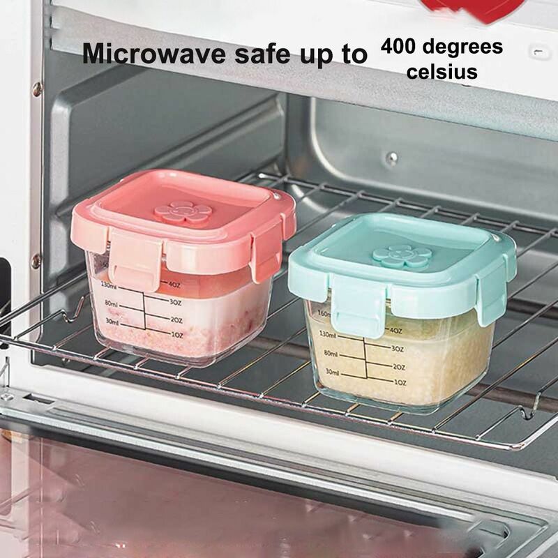 Glass Food Storage Box Simple 170ml Frozen Baby Food Storage Jar Microwave Safe Baby Food Glass Cup Little Ones
