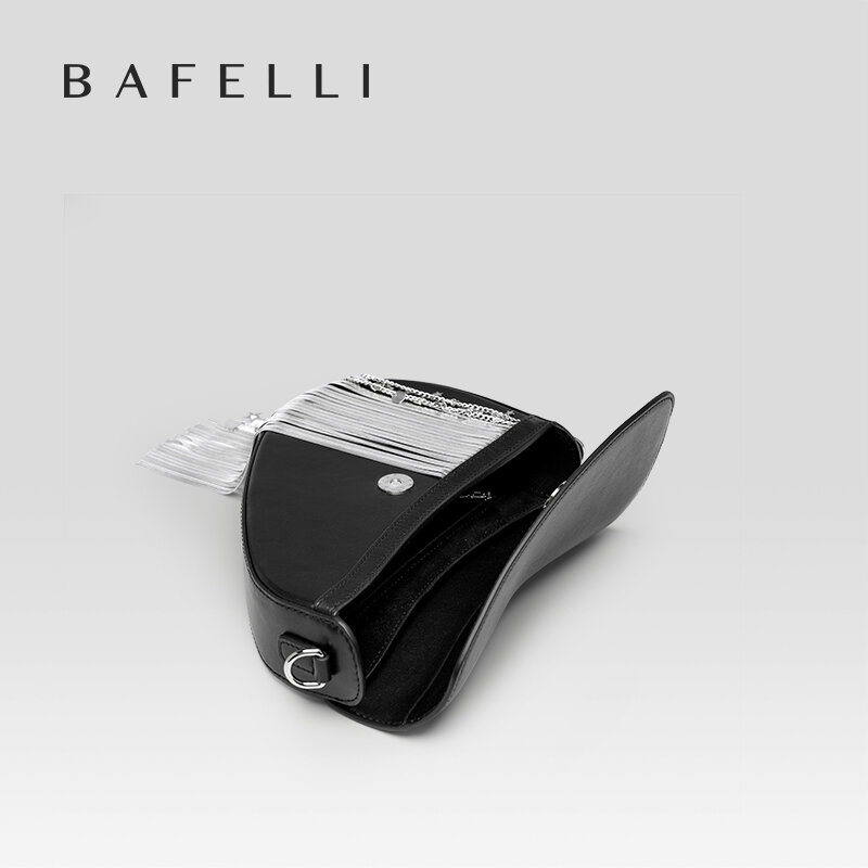 BAFELLI-Bolso de cuero con borlas para mujer, bandolera de hombro, sillín femenino, de lujo, a la moda, novedad de 2023