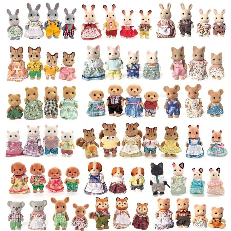 시뮬레이션 숲 토끼 가족 DIY 플레이 세트, 미니 토끼 곰 피규어 장난감 인형, 어린이 선물