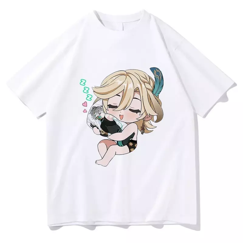 Genshin Impact Women T-shirt Harajuku Cartoon Graphic Kawaii Short Sleeve Tee Shirt Unisex Anime Cartoon Casual Y2k Clothing Top