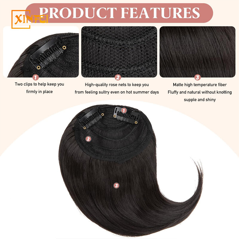 Synthetic Wig Women's Side Bang Natural Hair Extension Cover The Forehead Eight-character Bangs Straight Hair Head Top Wig Piece