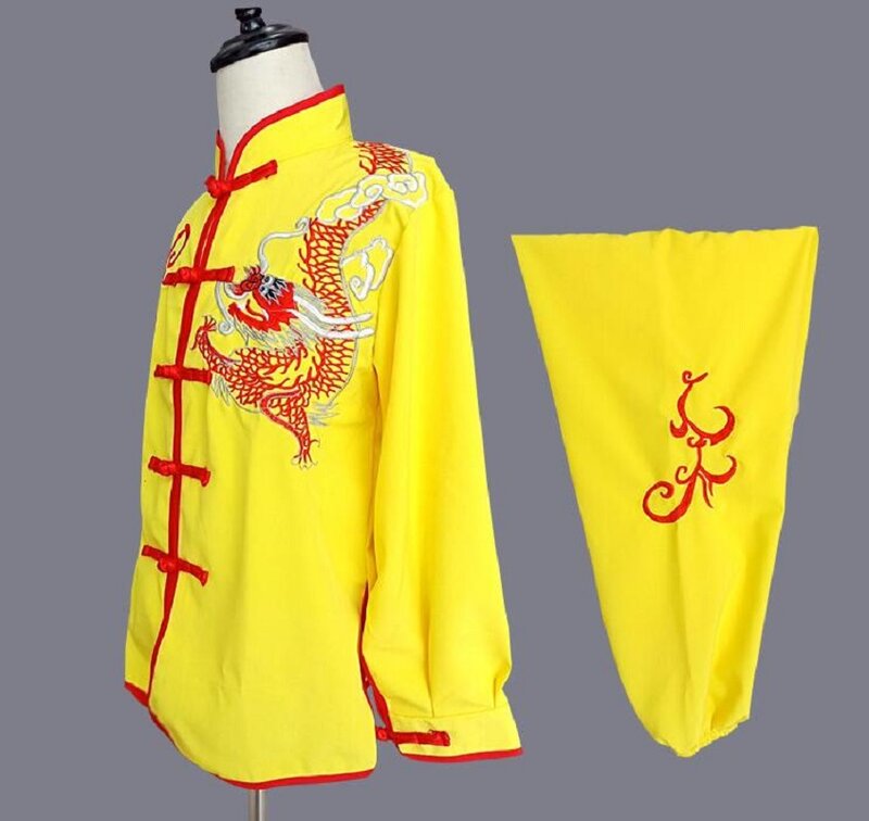 Set celana jaket Tai chi gaya Tiongkok, pakaian pertunjukan seni bela diri anak laki-laki dan perempuan bordir naga Kung Fu