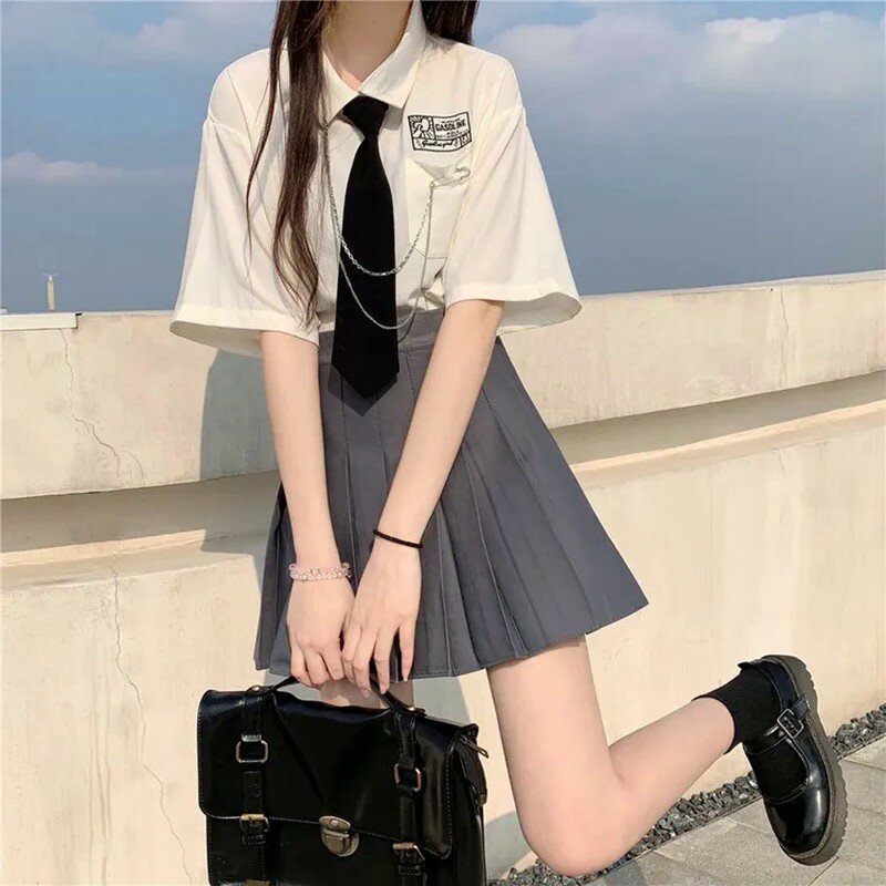 유니폼 JK 걸스 블랙 간단한 지퍼 넥타이, 남성 여성 학생용 무대 공연 매트 넥타이 의상 액세서리 도매
