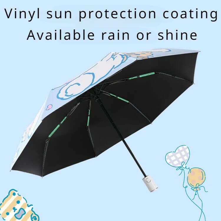 Parasol Sanrio Ochrona przeciwsłoneczna Ochrona przed promieniowaniem UV Słoneczny i deszczowy Podwójne zastosowanie Cinnamoroll Składany automatyczny zderzak z czarną powłoką Prezenty