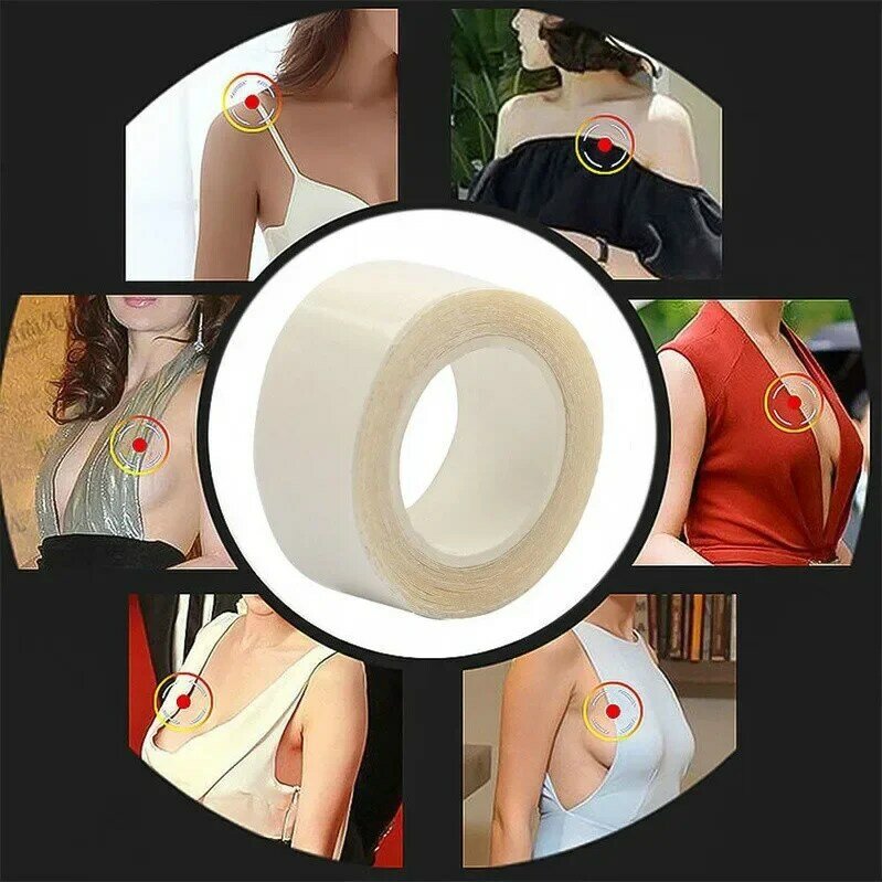 Stiker Pakaian Dalam Anti Selip, 3/5M Tali Pakaian Dalam Wanita Pita Pakaian Tubuh Wanita Sisi Ganda Perekat Bra Strip Anti-silau Pita Bening Aman