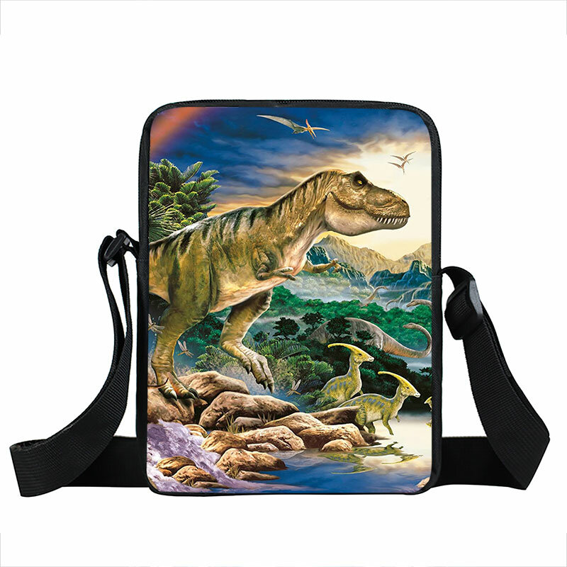 Dinosaur Print Messenger Bag Boys Girls Satchels Children Handbag Shoulder Bag Plesiosaur / T-Rex Kids Crossbody Bags Bookbag