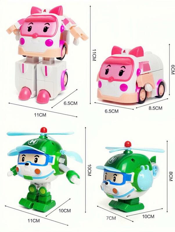子供用車用ロボット6体セット,変形車付きおもちゃ,漫画フィギュア,子供向けギフト