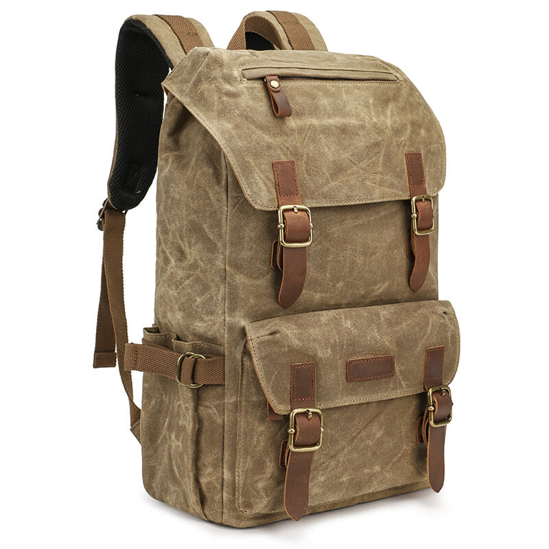 Canvas backpack, men's and women's retro backpack, fashionable men's 15.6 computer bag, outdoor backpack