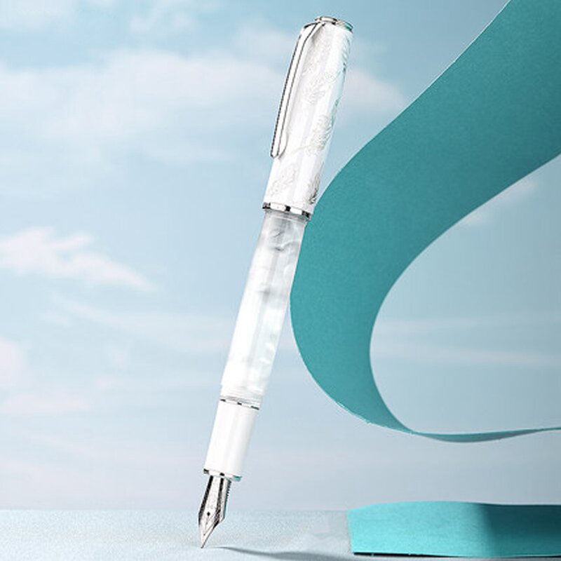 ใหม่ Hongdian N8 Fountain ปากกาขนนกสีขาว High-End ประณีต EF F Nibs นักเรียนสำนักงานธุรกิจเอกสารการเขียนปากกาเจลของขวัญ