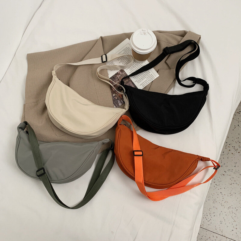 Tas dada warna polos untuk wanita, tas selempang perjalanan kapasitas besar, tas sabuk setengah bulan harian wanita 2022