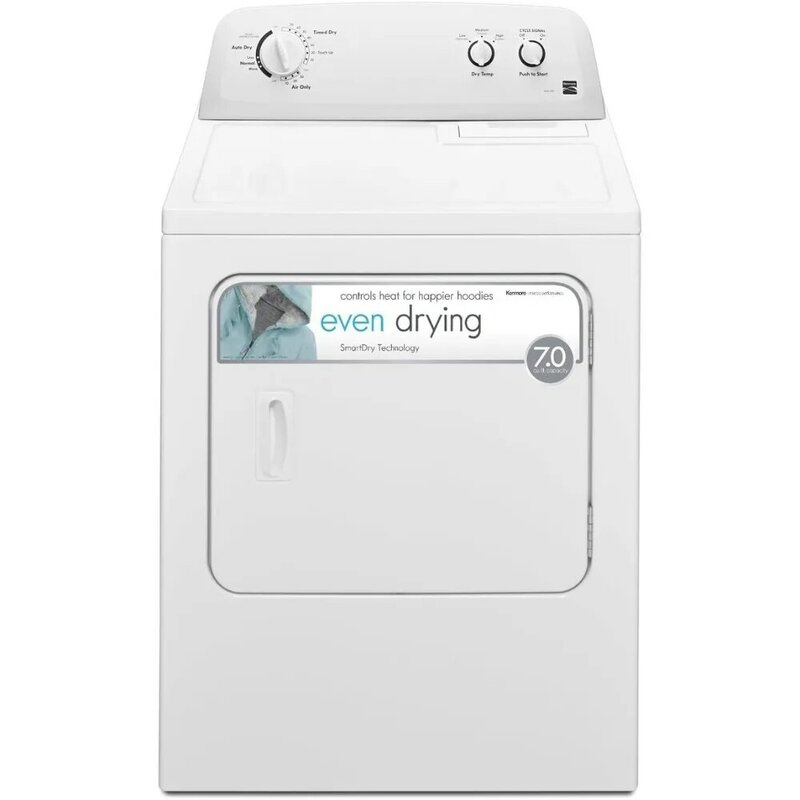 Front Load Electric Dryer with Wrinkle Guard and 7.0 Cubic Ft. Total Capacity, White