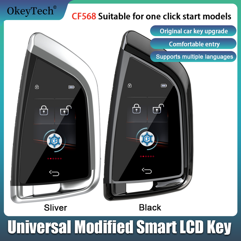 Llave LCD Universal modificada, entrada remota inteligente sin llave para BMW, Benz, Audi, VW, Hyundai, KIA, Inglés/coreano, CF568