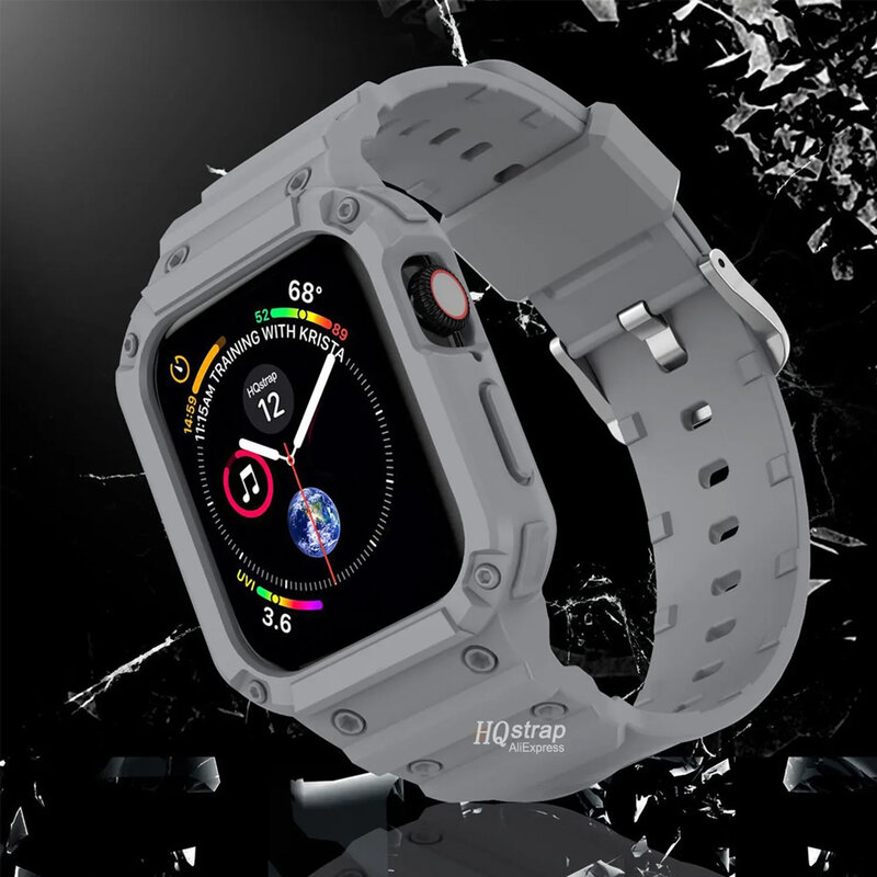Case Voor Apple Horloge Band 44Mm 45Mm 49Mm 42Mm 40/38 Horloge Band Voor Iwatch 7 8 6 5 4 Se Tpu Beschermhoes Siliconen Armband