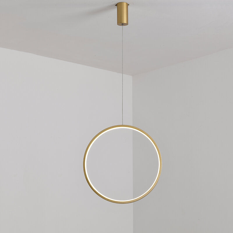 Nowoczesne wiszące koło okrągły wisiorek lekka kreatywna pionowe wisiorek obrączka lampa do jadalni biuro proste oprawa oświetleniowa