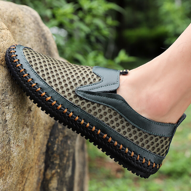 Sapatilhas de superfície de malha respirável masculinas, sapatos casuais de verão, sapatos masculinos, sapatos de caminhada ao ar livre, frete grátis, tamanho grande, 38-48