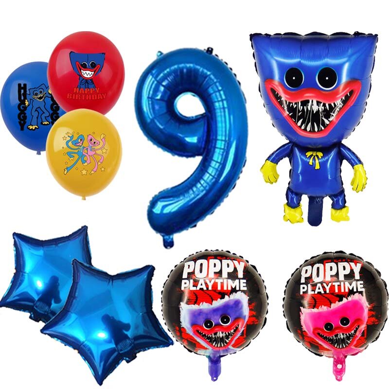 Monster Pooppyed balon Foil perlengkapan pesta ulang tahun anak laki-laki hadiah waktu bermain Dekorasi permainan Nomor 32 inci mainan Baby Shower taman rumah