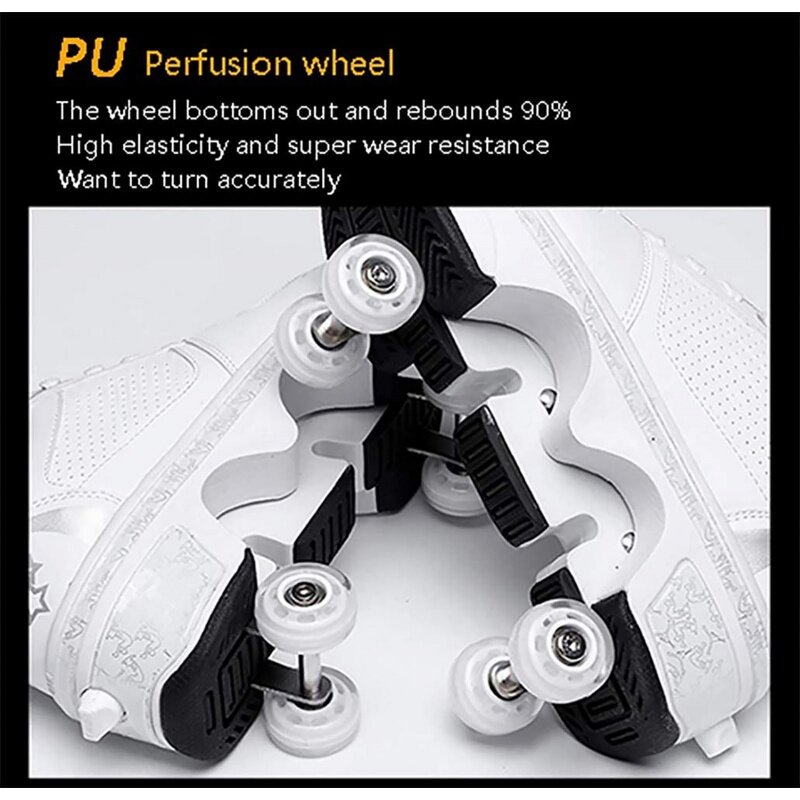 Deform Wheel Double Row Sneakers 4 Wheels Breathable Skates Roller Shoes Walking Invisible Pulley Deformation Roller