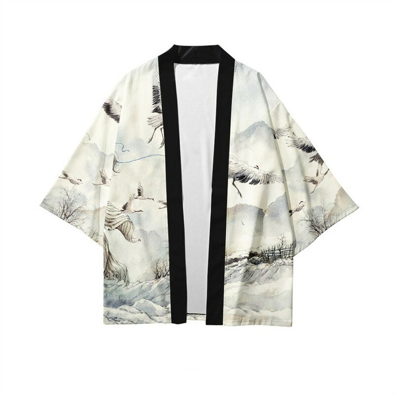ผู้หญิง Harajuku เสื้อสเวตเตอร์ถักกิโมโนญี่ปุ่นฤดูร้อนปลาคาร์พพิมพ์เสื้อหลวมเสื้อลำลองผู้หญิ...