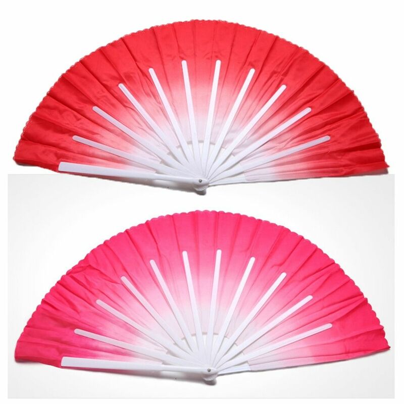 Chinese Short Bellydance Fan 32.5cm Bamboo+10cm Half Circle Silk Veil Pairs Yangko Dance Bamboo Fans Hand Dye Adults Hot Sell