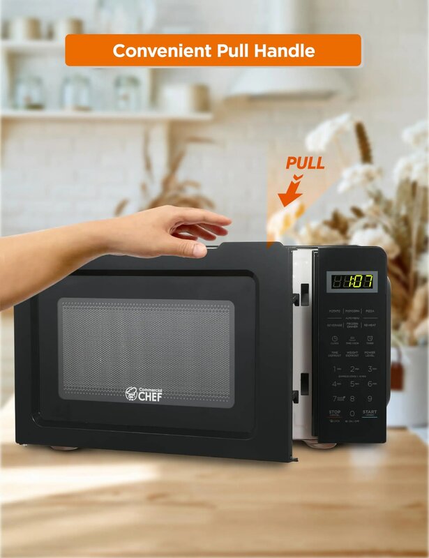 Microwave kaki kubik 0.7 dengan 10 tingkat daya, Microwave meja 700W hingga 99 menit Timer dan tampilan Digital, HITAM