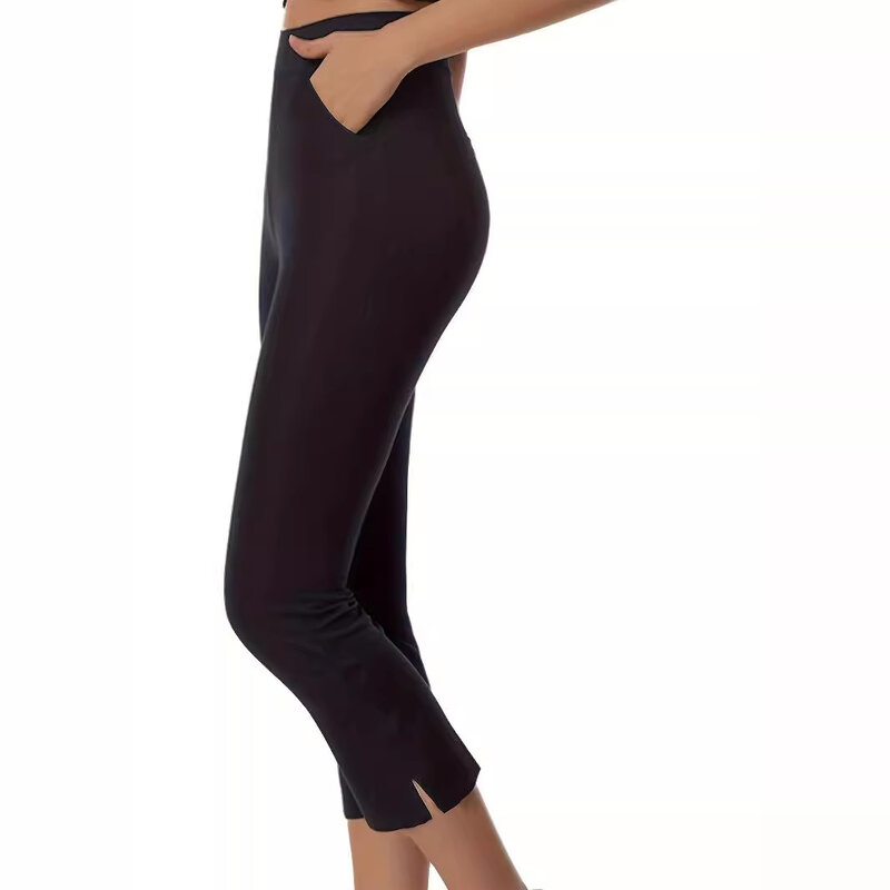 2024 Nowe spodnie damskie Legginsy w stylu europejskim i amerykańskim Modne damskie spodnie na co dzień w jednolitym kolorze