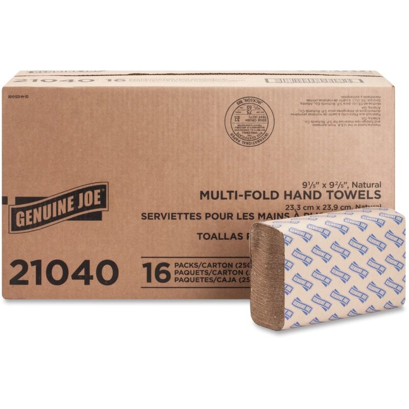 Multi-Fold Natural Paper Towels, 250 Count, (Pack of 16)