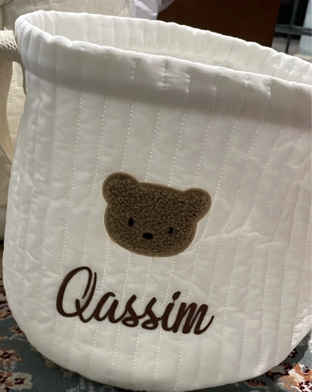 Вышитая детская корзина для хранения подгузников с изображением милого медведя