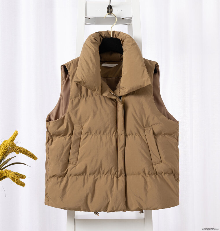 Women Puffer Vest Winter Sleeveless Stand-Up Collar Down Cotton Coat Jacket Overcoat Quilted Padded Warm Thick Vest
