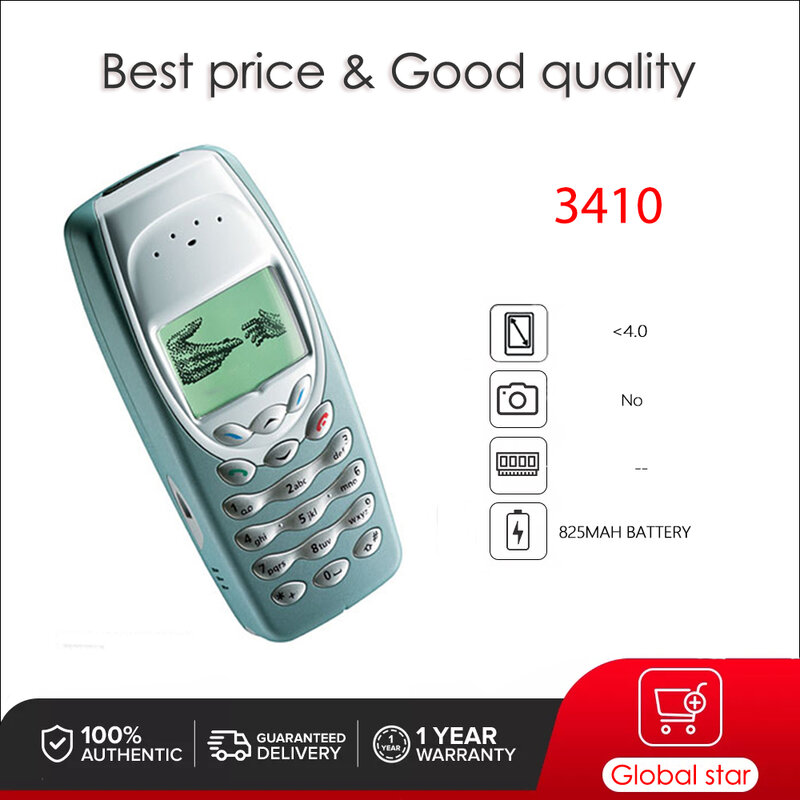 Original Unlocked 3410 GSM 900/1800 Mobile Phone Russian Arabic Hebrew Keyboard Made in Finland Free Shipping