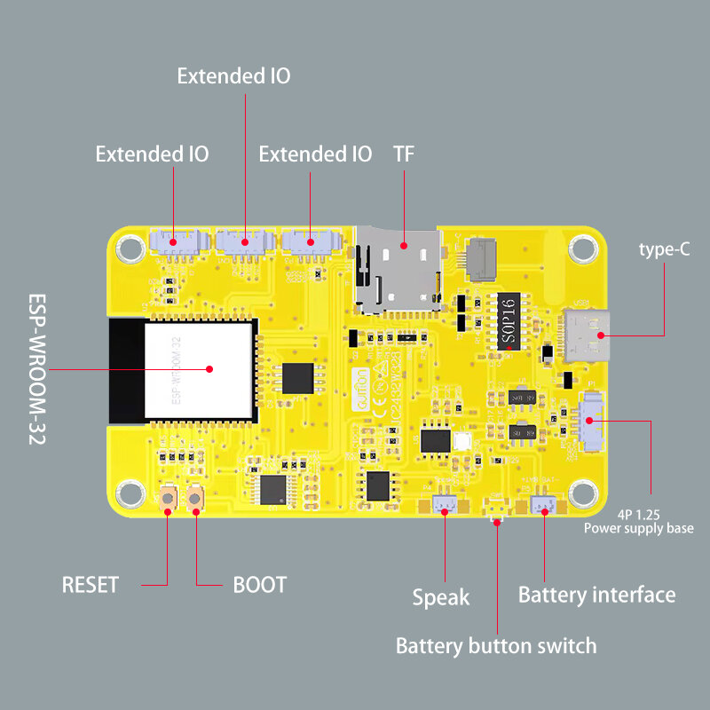 Guition-ESP32 Módulo de exibição LCD com WiFi e Bluetooth, toque capacitivo ou resistivo, 4M Flash, 2.8 ", 240x320