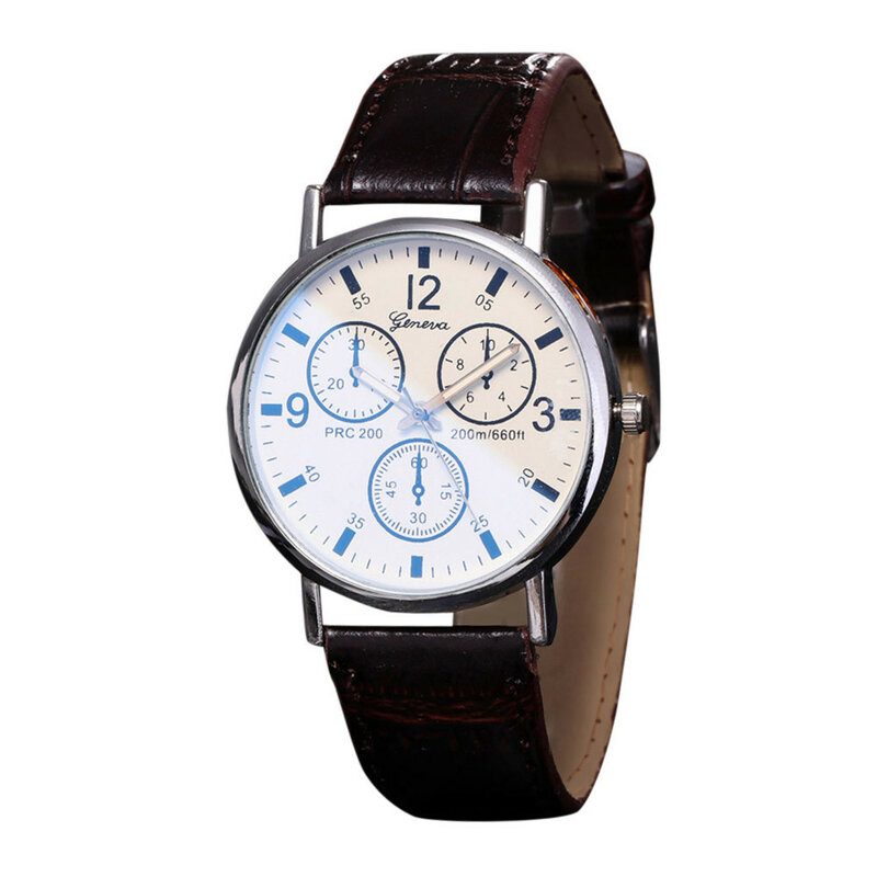 Relógio de quartzo com mostrador azul masculino, pulseira de couro, combinação diária, negócio, casual, todo o jogo, moda