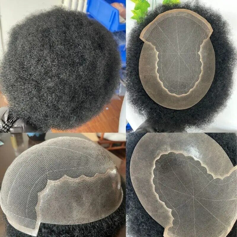 Pelucas de cabello Afro para hombres, tupé Q6, postizo de onda 360, tupé de repuesto de cabello humano 100% para afroamericanos