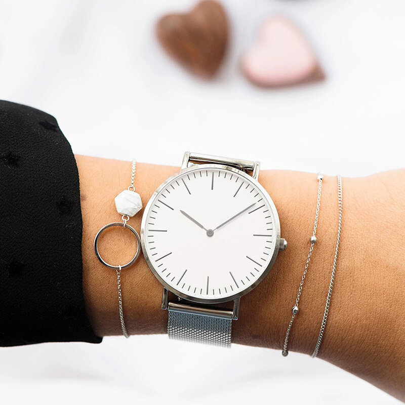 Reloj de lujo de oro rosa para mujer, pulsera de marca superior, reloj de cuarzo informal, reloj de pulsera de acero para mujer