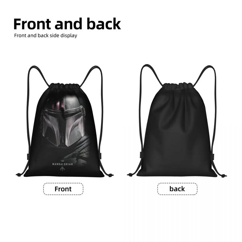 Custom Shiny Mysterious Mandalorians Drawstring Backpack Bags Women Men Lightweight Gym Sport Sackpack Sacks for Training