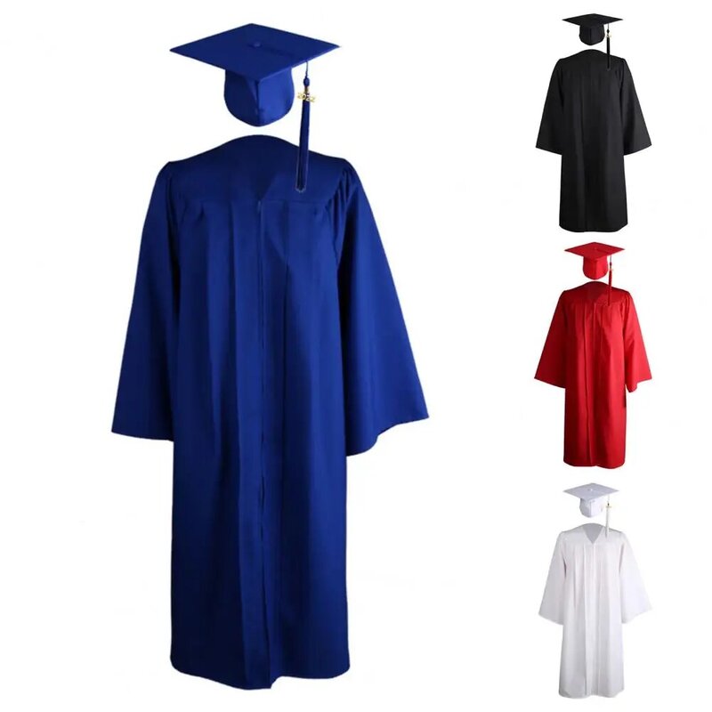 Acadêmico Mortarboard Robe Set para adultos, vestido de graduação com borla, vestido acadêmico para médico universitário, vestido de formatura