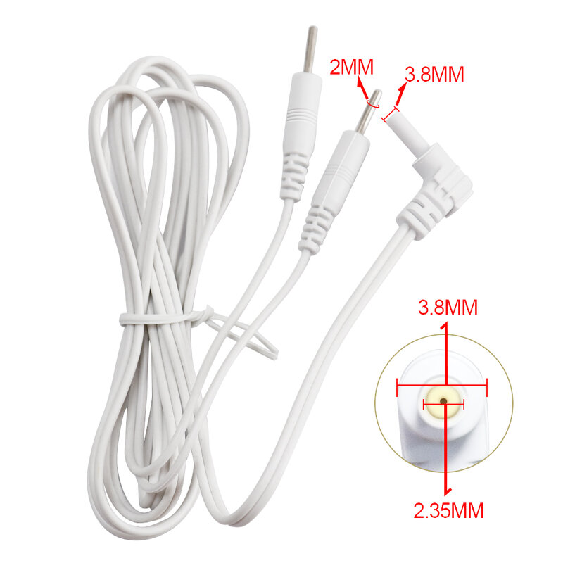 2 Way 2.35mm 2.5mm Head Electrode Lead Wire Cable for Tens Unit Physiotherapy Machine Nerve Muscle Stimulator Massager Wires