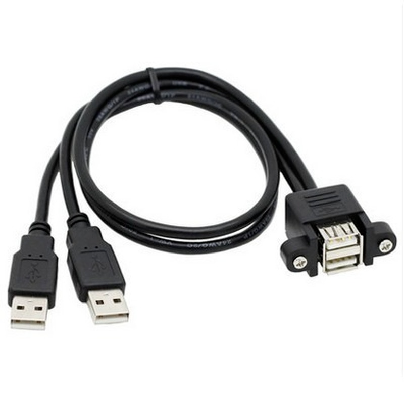 Podwójny Port USB 2.0 A męski na żeński M/F rozszerzenie śruba blokująca mocowanie panelu kabel 50cm 30cm 100cm