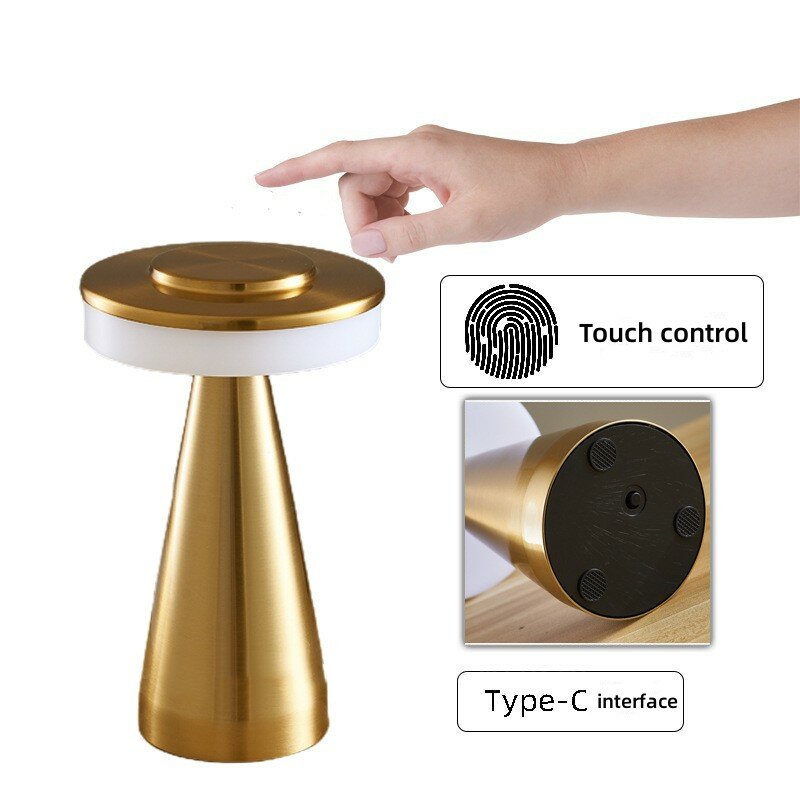 Led Cordless Table Lamp Rechargeable Touch Metal Desk Lamp For Dining Table Restaurant Bedroom Study