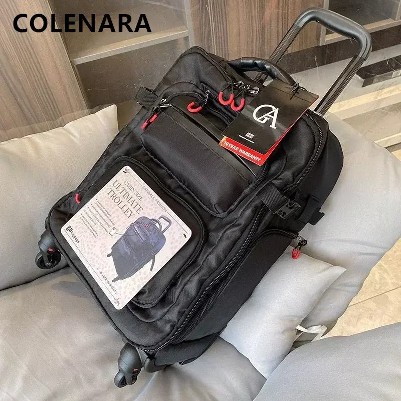 COLENARA-maleta de 20 pulgadas para hombre, maletín de tela Oxford multifuncional con ruedas, equipaje de mano rodante