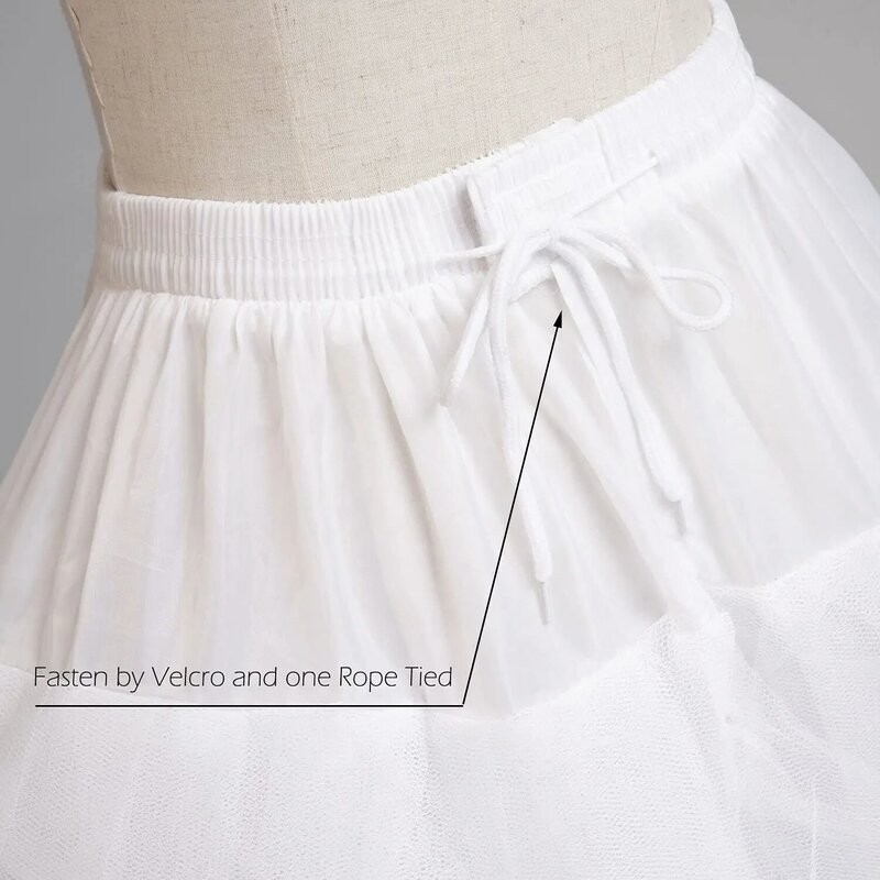 8 Layers Tulle Hoopless Petticoat Crinoline Underskirt for Bridal Wedding Dresses MPT018 White