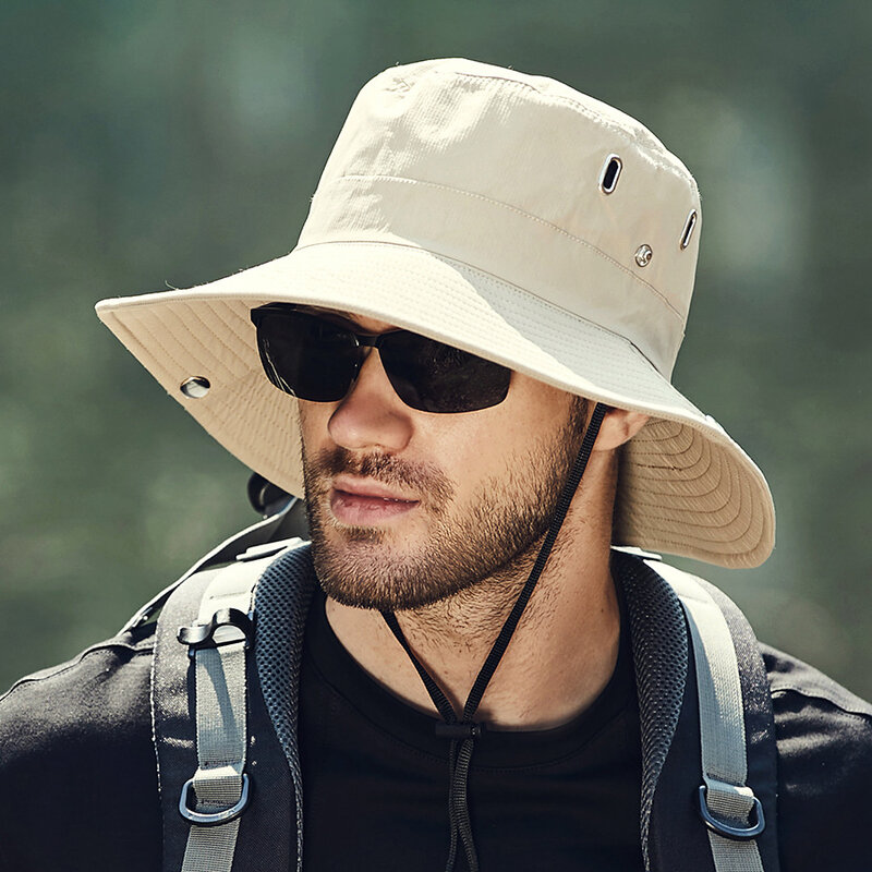 Men's Sunshade Large Eaves Sun Hat Riding Hiking Fishing Outdoor fisherman's Cap Fashion Sun Hat Free Shipping Sun Hats