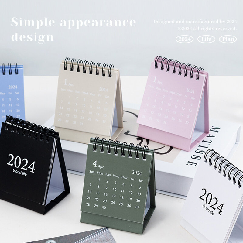 1PC Kawaii 2024 Mini Cute Desk Calendar Desktop Decoration Creative Calendar Daily Scheduler Planner Yearly Agenda Office Gift