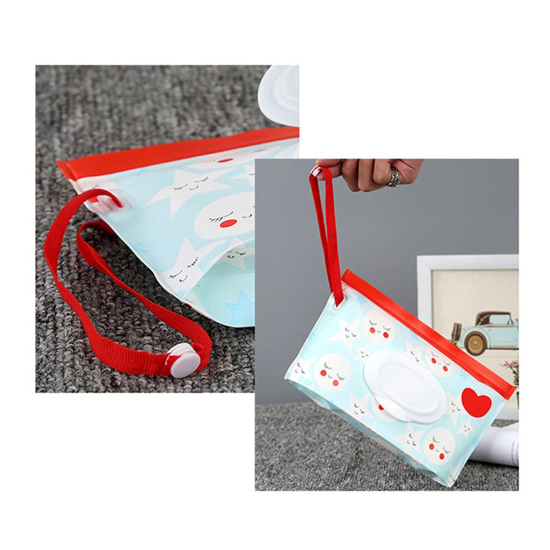 Bolsa de toallitas húmedas EVA para bebé, funda con tapa, correa a presión, reutilizable, recargable, caja de pañuelos útiles para exteriores