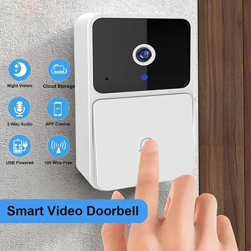 Sonnette vidéo WiFi sans fil avec caméra HD, détection de mouvement PIR, alarme IR, sonnette de porte domestique intelligente, interphone de sécurité